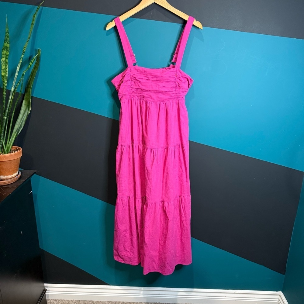 Pink Sleeveless Square Neck Sundress cotton